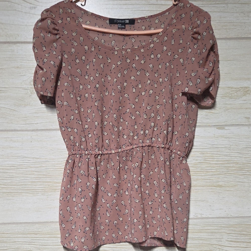 Forever 21 Women's Blush Patterned Blouse